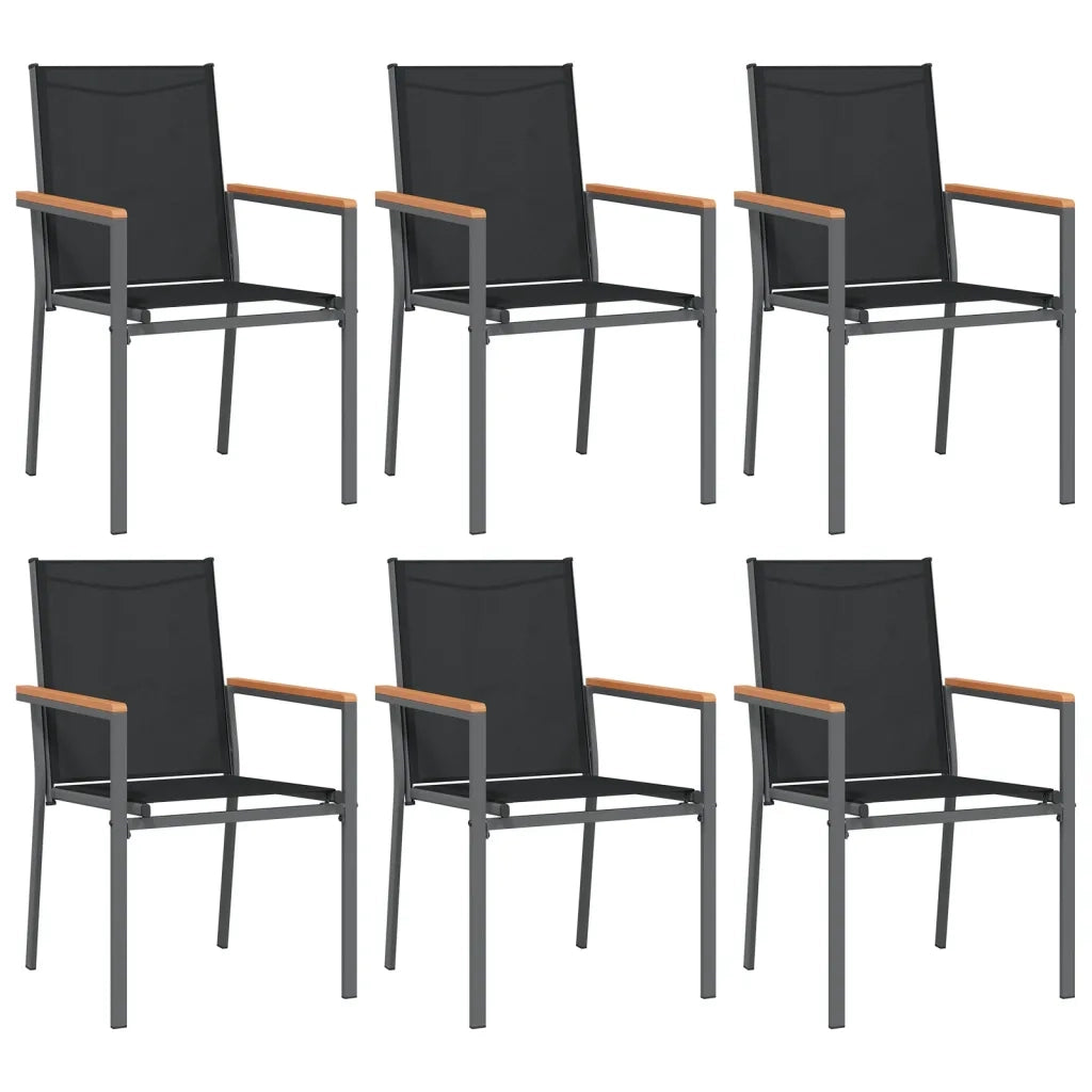 Set da Pranzo da Giardino 7 pz Nero in Textilene e Acciaio