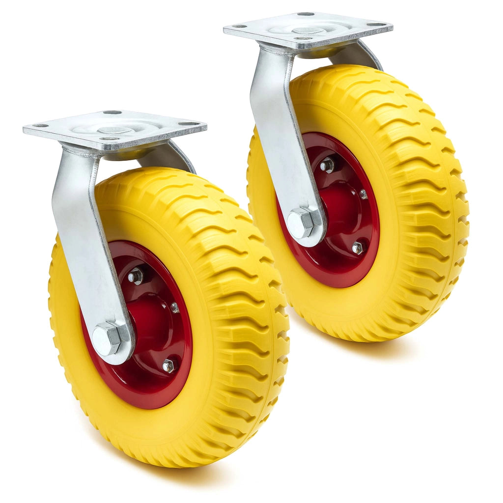 Set 2 ruote girevoli da trasporto, antiforatura, 220x58 mm, 100 kg/ruota, con piastra di montaggio