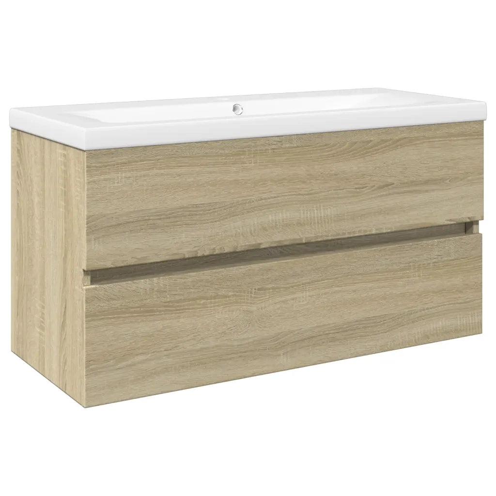 vidaXL Set Mobili da Bagno 2 pz in Ceramica e Legno Multistrato