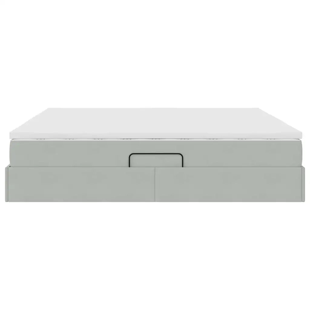 Letto con contenitore e materasso Grigio chiaro 200 x 200 cm