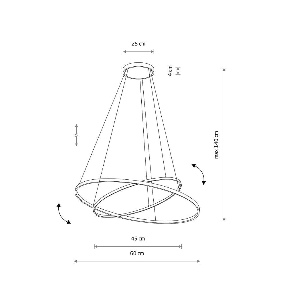Sospensione Nowodvorski Circolo LED doppio anello nero 60cm
