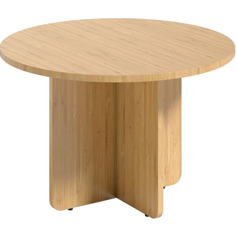 Tavolino da caffè rotondo in bambù 66x66x45 cm con base a croce