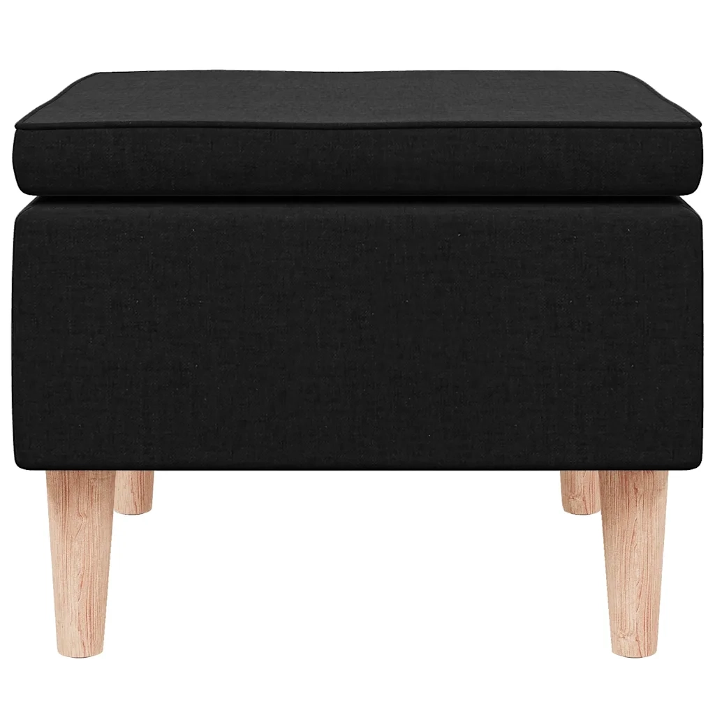 Poggiapiedi con Gambe in Legno Nero in Tessuto 329448