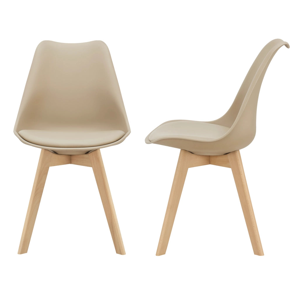Set Fläten di 2 Sedie da Sala con Seduta Imbottita Rivestimento in Similpelle Beige [en.casa]
