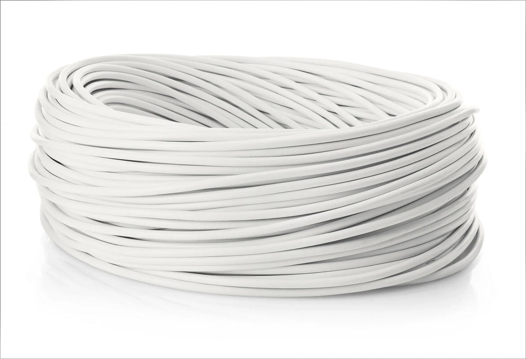 Rolla 50 mt cavo elettrico 2x0,75 mm rivestito in tessuto bianca