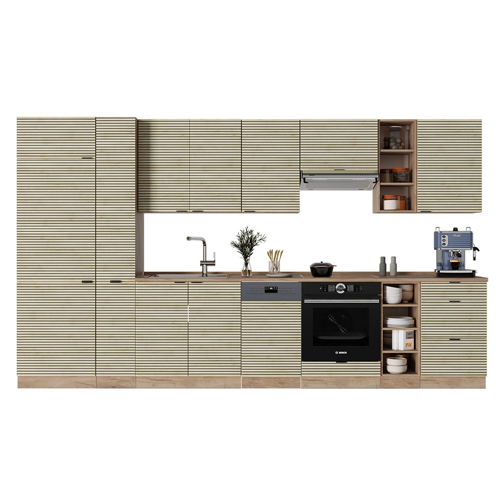 Vicco Cucina componibile Pannello in rovere/rovere goldkraft 355 cm , PL Marmo
