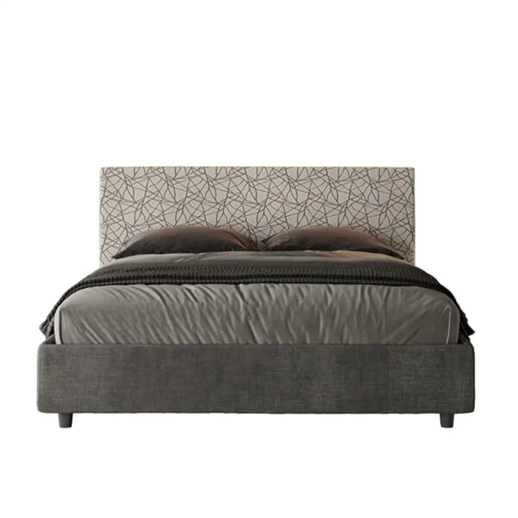 Letto matrimoniale contenitore imbottito 160x190 tessuto Era 2 grigio Arla