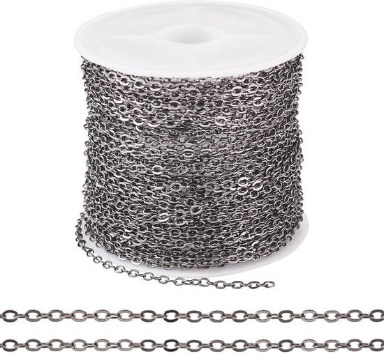Catena di gioielli in acciaio inossidabile a doppio strato - 2.5x2mm - per catene e bracciali - resistente alla corrosione - finitura lucida