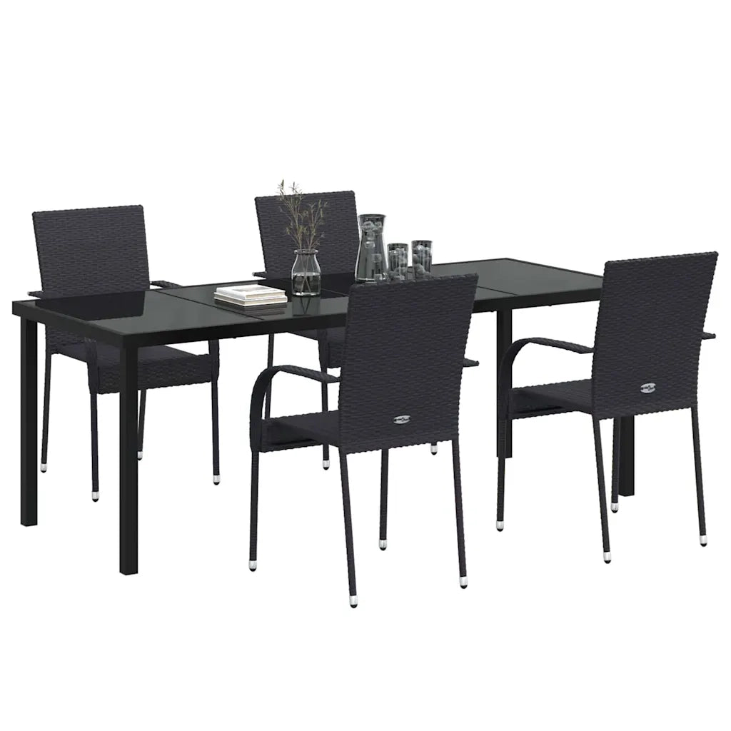 Set da Pranzo per Giardino 5 pcs Nero 3379407