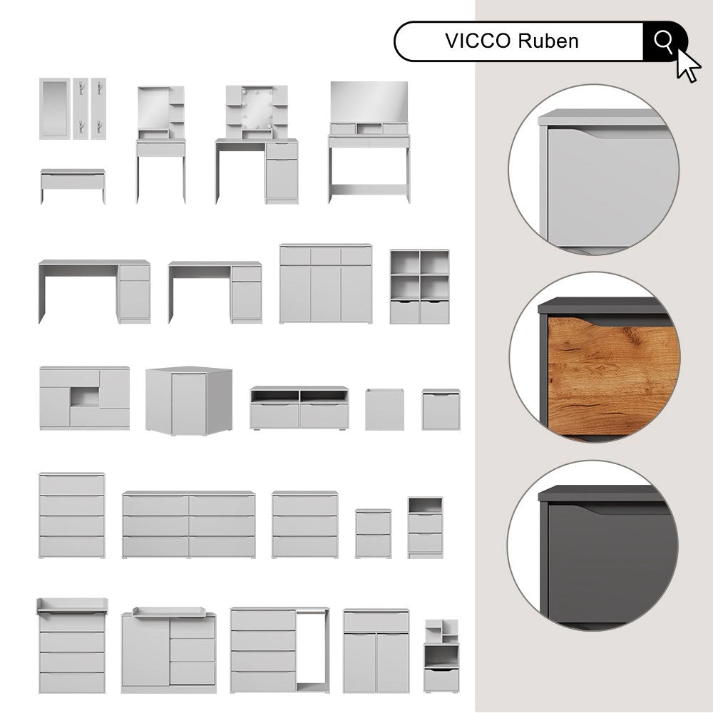 Vicco Comodini camera da letto Bianco 38 x 66.6 cm Set di 2