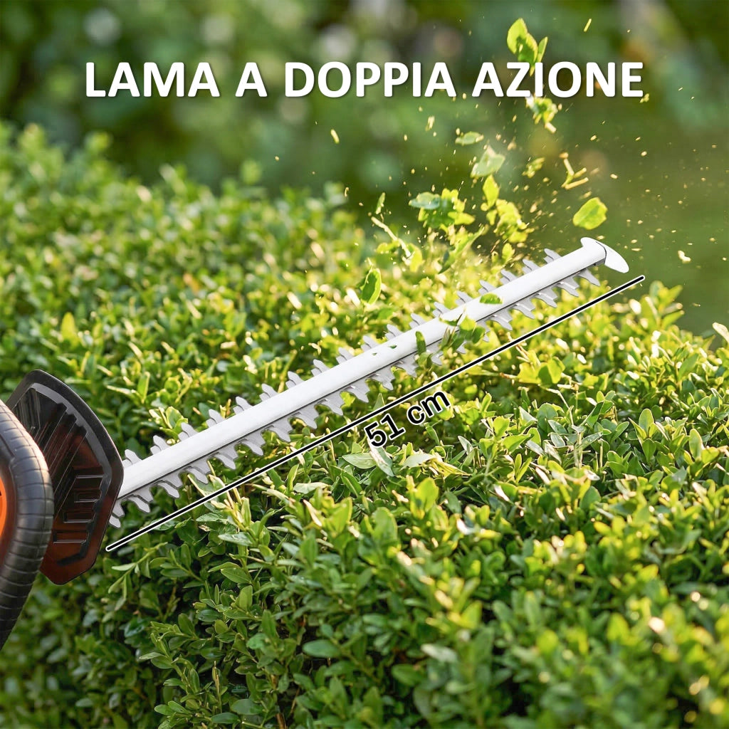 Tagliasiepi a Batteria ¨C Minimal ¨C 18V 2Ah Lama 51cm Arancione