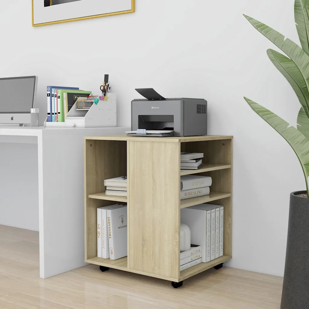 Mobiletto con Ruote Rovere Sonoma 60x53x72 cm Legno Multistrato 808461