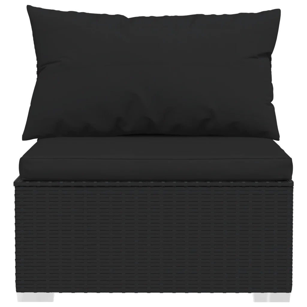 Divano a 3 Posti con Cuscini in Polyrattan Nero cod mxl 37421