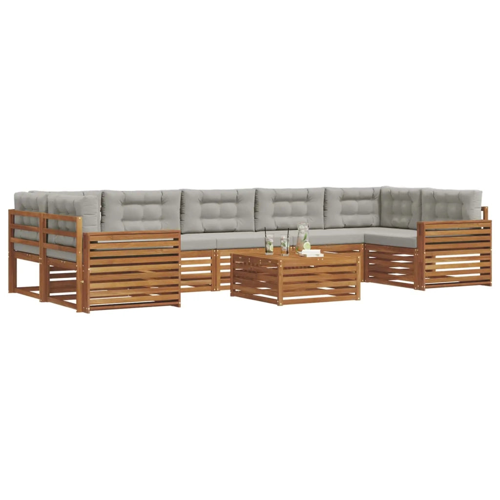 Set di divani da esterno 8 pcs Grigio Naturale e Chiaro