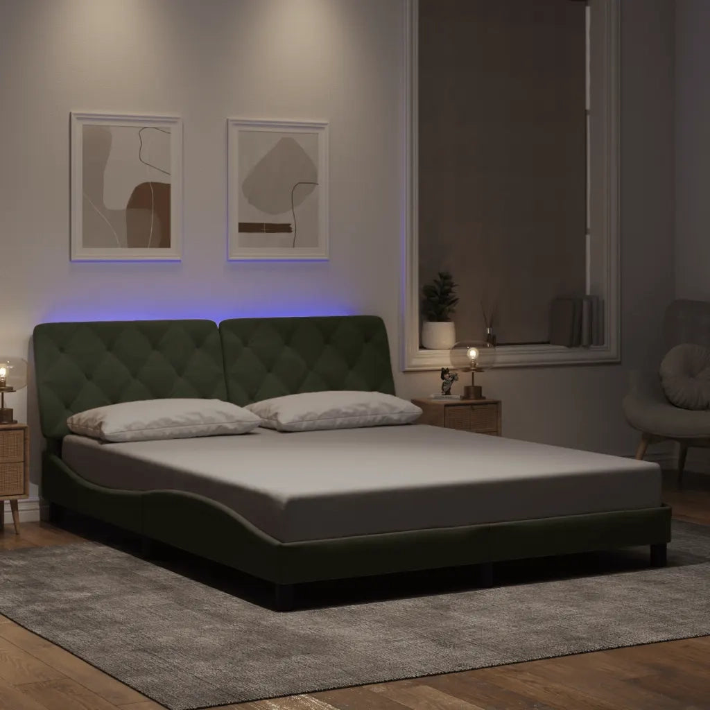 Giroletto con LED senza Materasso-Struttura Letto Grigio Chiaro 160x200 cm in Velluto