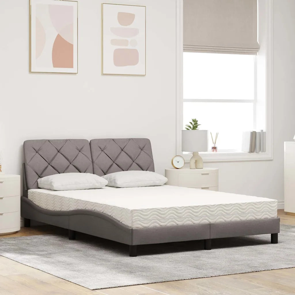 Letto con Materasso Tortora 140x190 cm in Tessuto 3310738