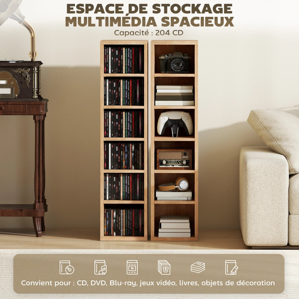 Armadio per CD e DVD ¨C Zephmum ¨C Legno naturale 21x22.5x88.5 cm