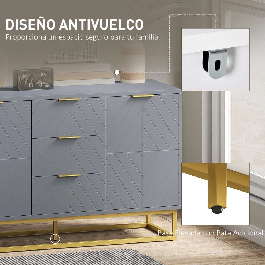 Mobile TV con 3 cassetti e 2 ante ¨C zephmum ¨C grigio 120x40x76 cm
