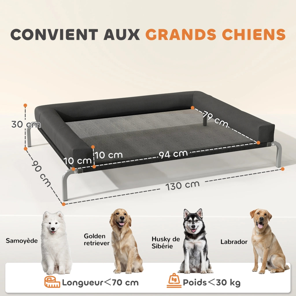 Brandina rialzata per cani ¨C Xylo ¨C 130x90x30 cm nero