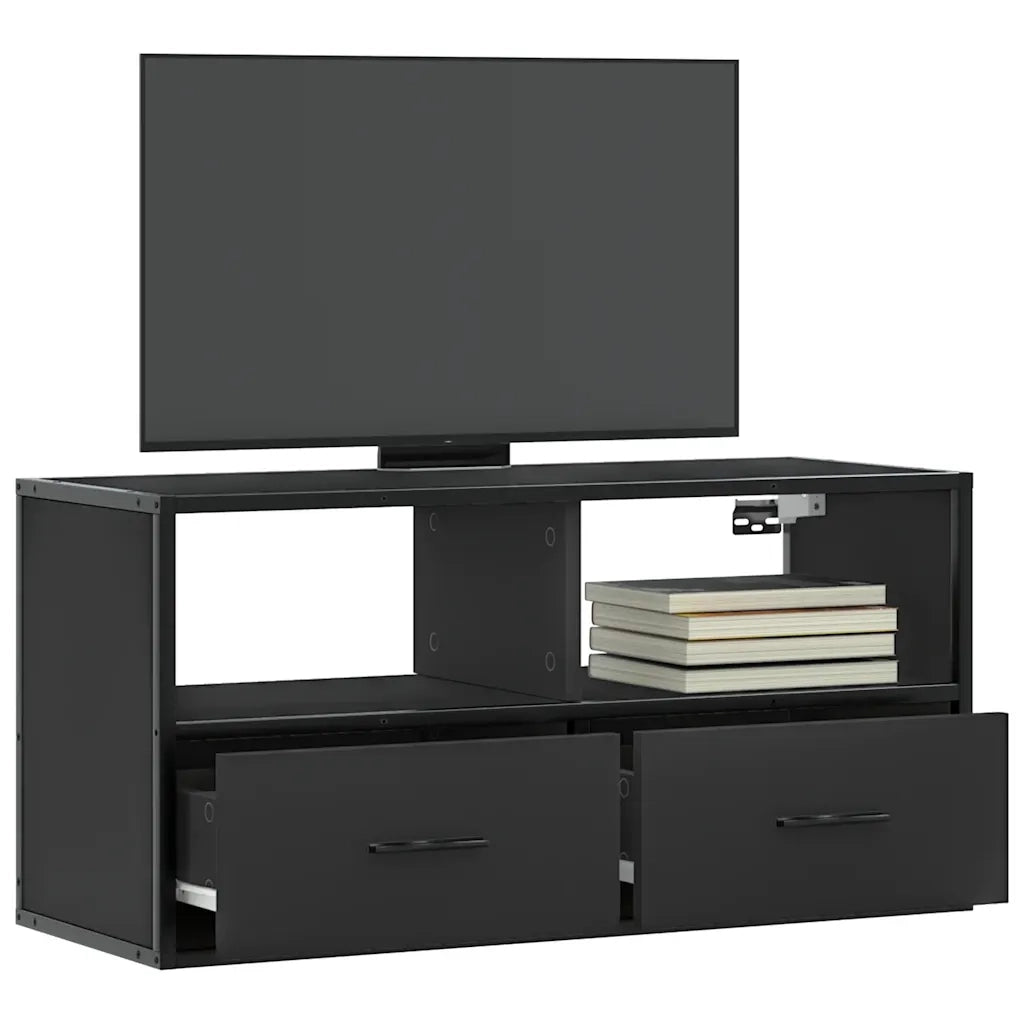 Mobile TV-Credenza per TV-Console TV Nero 80x31x39,5 cm in Truciolato e Metallo 553368