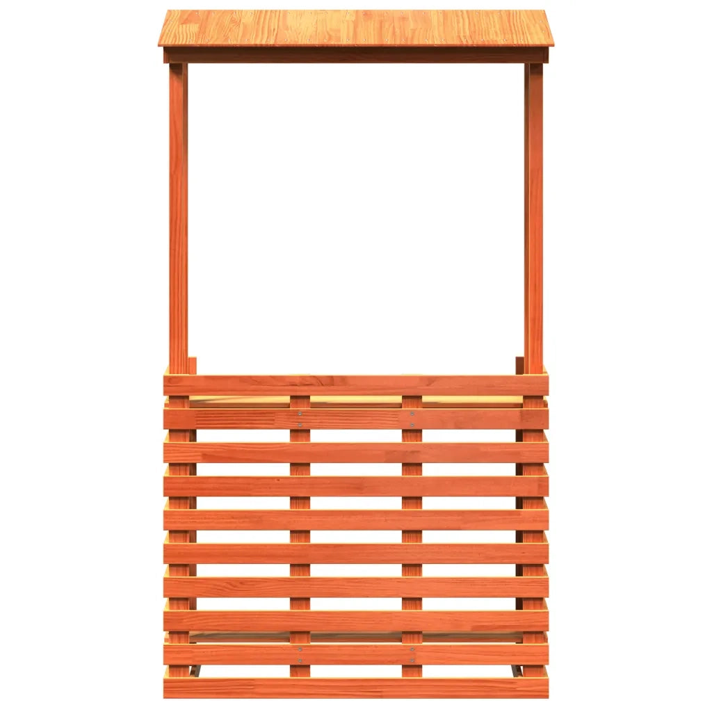 Tavolo Bar da Esterno con Tetto Marrone 112,5x57x195,5 cm Legno 844641