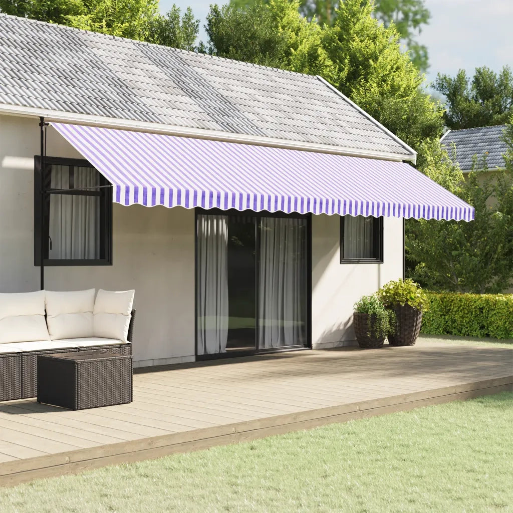 Tessuto Ricambio per Mantovana da Tenda-Sostituzione della mantovana per tenda Righe Blu e Bianche 6m