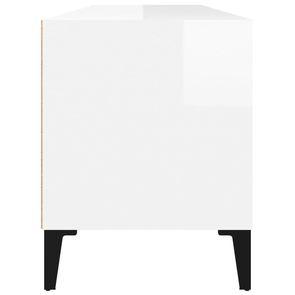 Mobile TV multimediale mensola TV credenza TV sala da pranzo soggiorno camera da letto finitura lucida 100 x 34,5 x 44,5 cm legno ingegnerizzato bianco 02_0026972