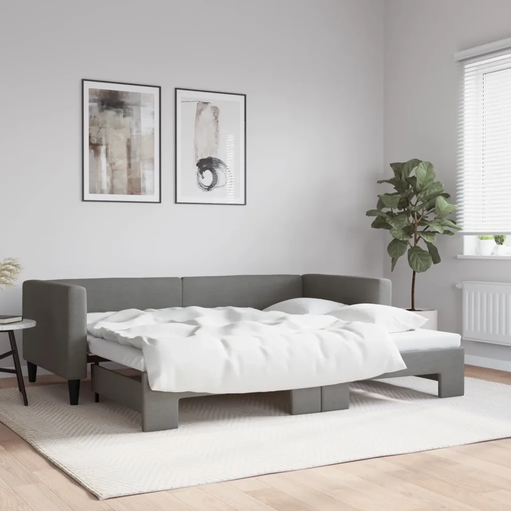 Divano Letto con Letto Estraibile-Sofa Letto-Daybed Grigio Scuro 90x200cm Tessuto 317860