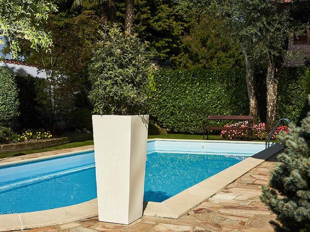 Garden Italia Portavaso da Ingresso Cache-Pot Quadrato Alto EPQU 42×93 cm in Resina – Resistente al Gelo e Antiurto, Design Moderno Colore: Bianco