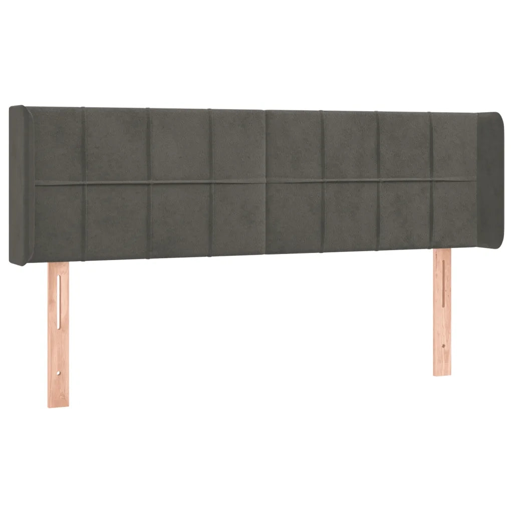 Testiera ad Orecchio Grigio Scuro 147x16x78/88 cm in Velluto