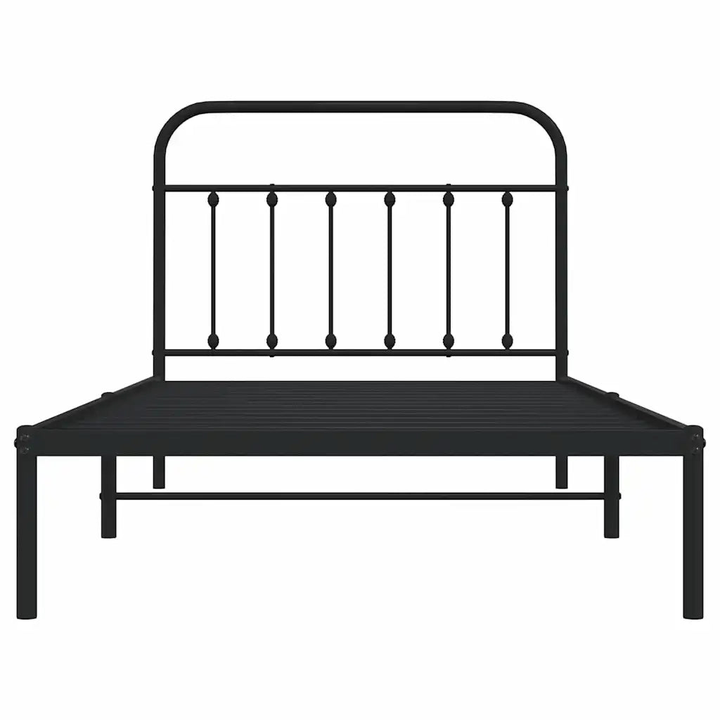 Giroletto con Testiera Metallo Nero 100x200 cm 352573