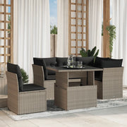 vidaXL Set Divano da Giardino 6pz con Cuscini Grigio Chiaro Polyrattan