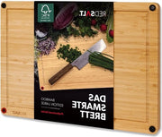 Pannello di taglio in bambù grande 42 x 30 x 25 cm - utilizzabile su entrambi i lati - antiscivolo - antibatterico - fessura per la linfa - piastra per cucina per griglia - regalo sostenibile