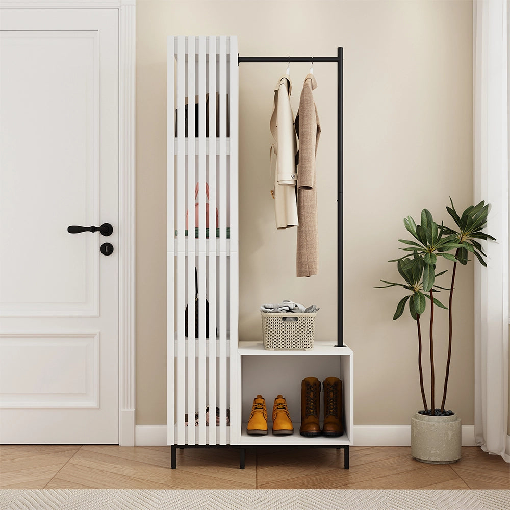 Vicco Armadio da ingresso Bianco 80 x 187 cm con 5 scomparti portaoggetti