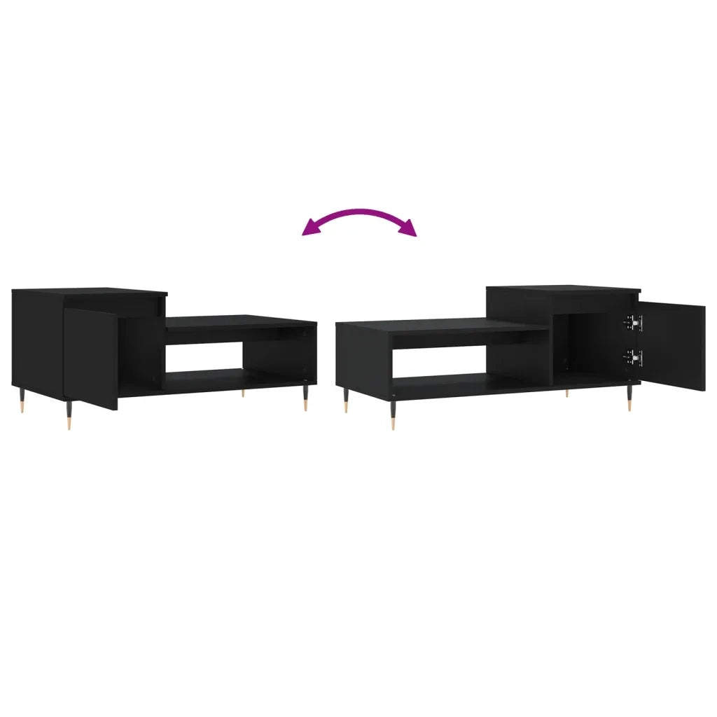 Tavolino da Salotto Nero 100x50x45 cm in Legno Multistrato 830821