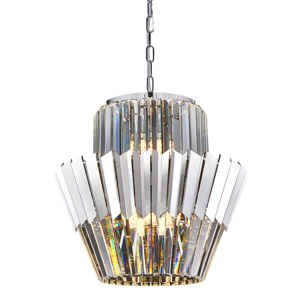 Lampadario cristallo glamour cromato Donna 9xE14 40W Milagro
