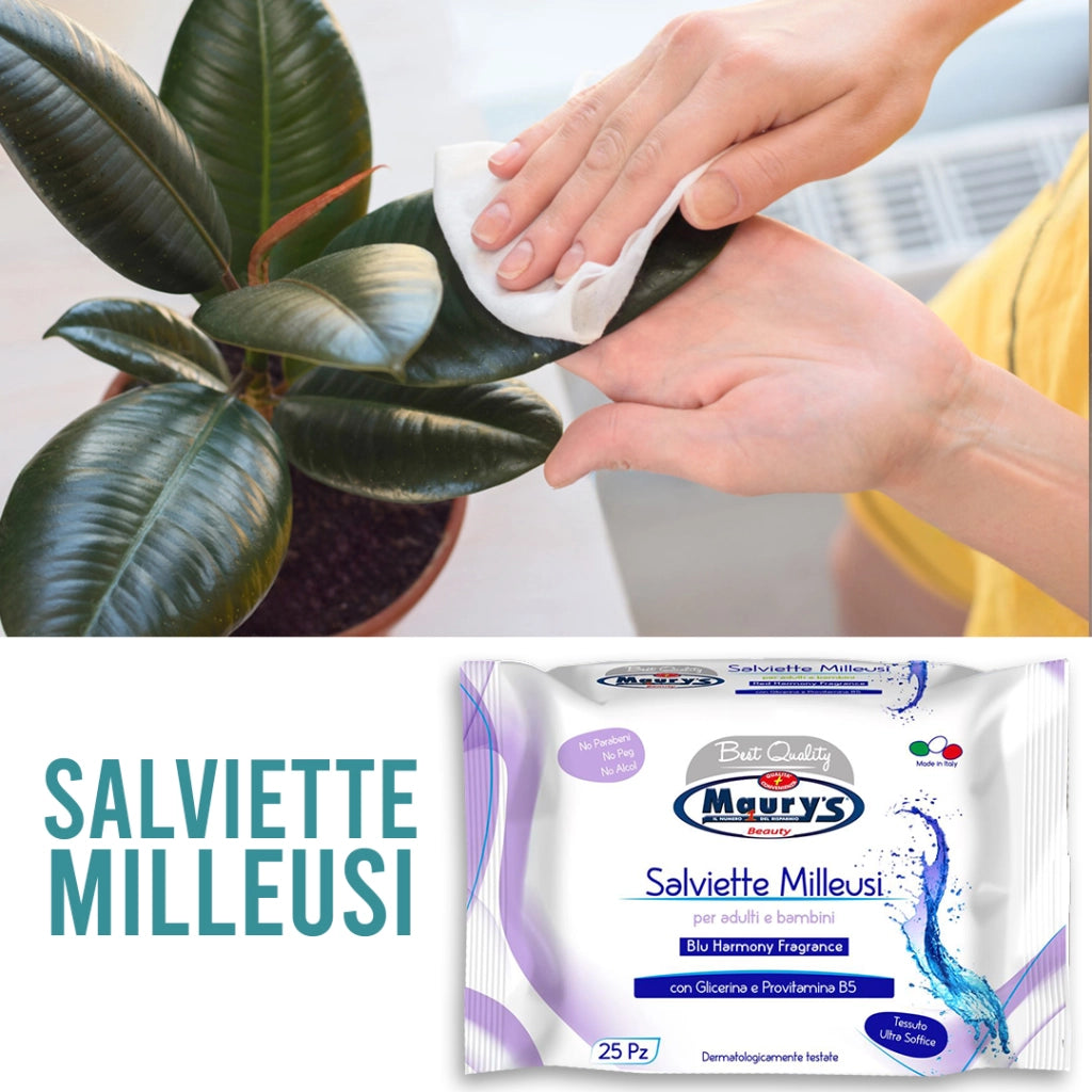 MAURY'S SALVIETTE DETERGENTI UMIDIFICATE MILLEUSI BLU HARMONY 25 PZ PER ADULTI E BAMBINI