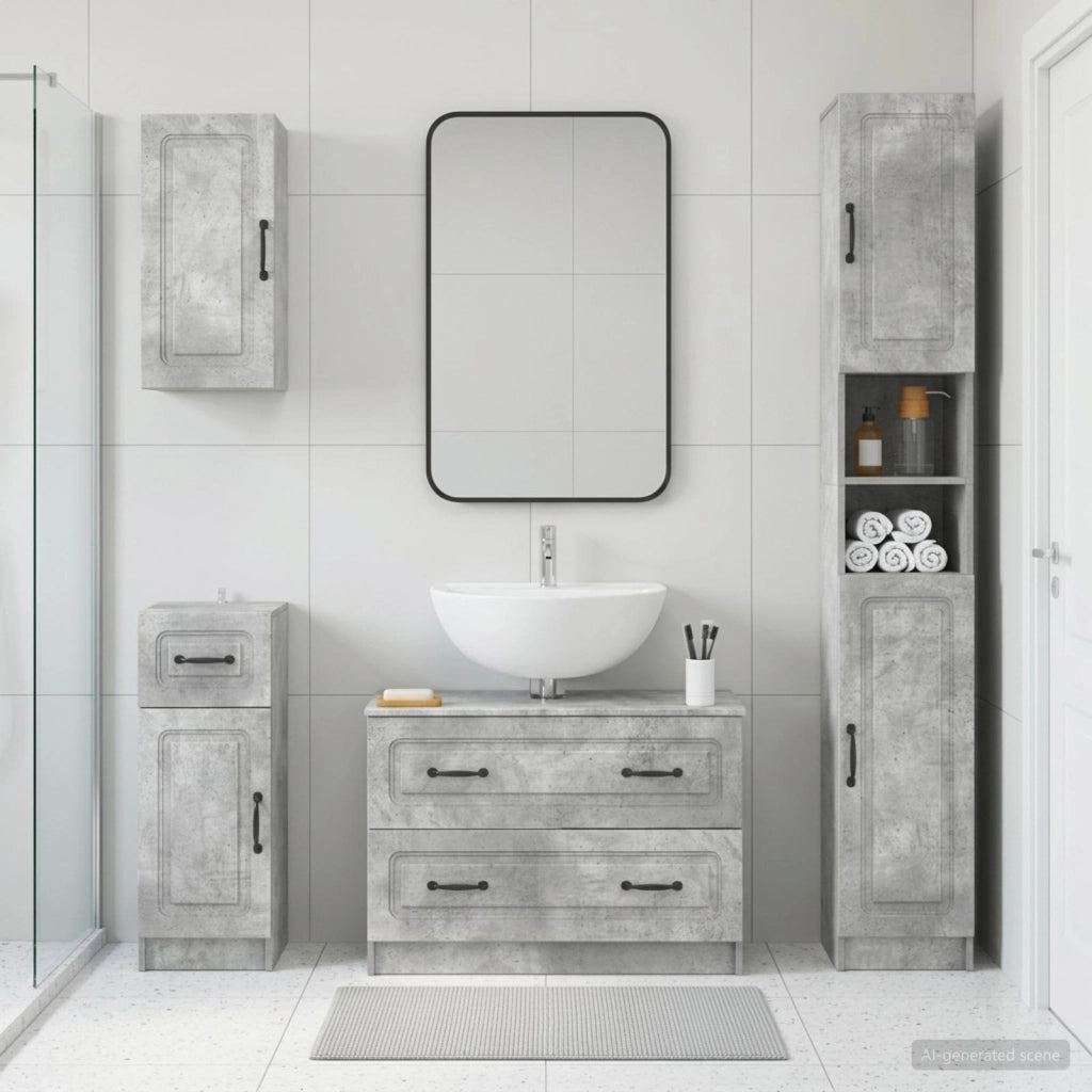 Set di Mobili da Bagno da 4 Pezzi UTRECHT Grigio Cemento 3417975