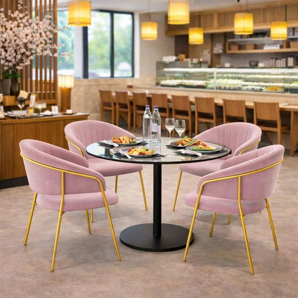 Sedie da sala da pranzo set da 2 Aurelia con schienale in velluto rosa