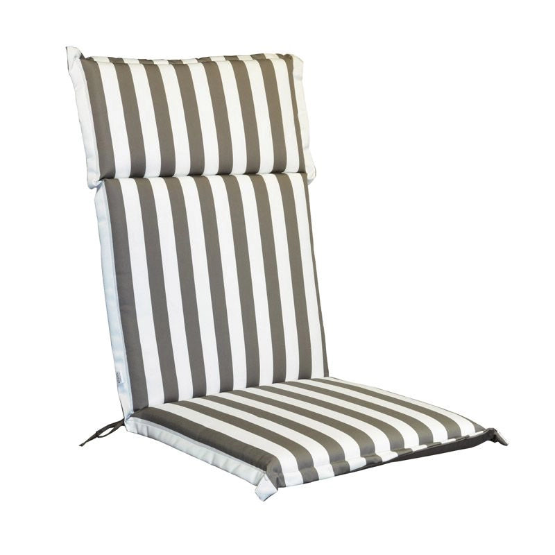 Cuscino da esterno per poltrona alta, 114x46 cm con volant - Cuscino Da Esterno Per Poltrona Alta, 114x46 Cm Con Volant Colore Sahara (righe Bianche/beige/grigie) Colore: Bianco / Sabbia