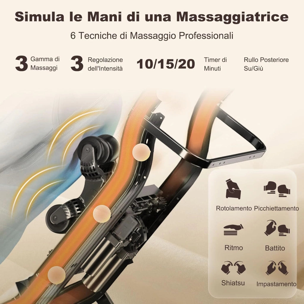Poltrona Massaggiante Elettrica Shiatsu 8 Modalità, Poltrona Reclinabile con Riscaldatore Schienale, Rilevamento Automatico Spalle, Controllo Remoto, Ruote e Cuscino (Marrone)