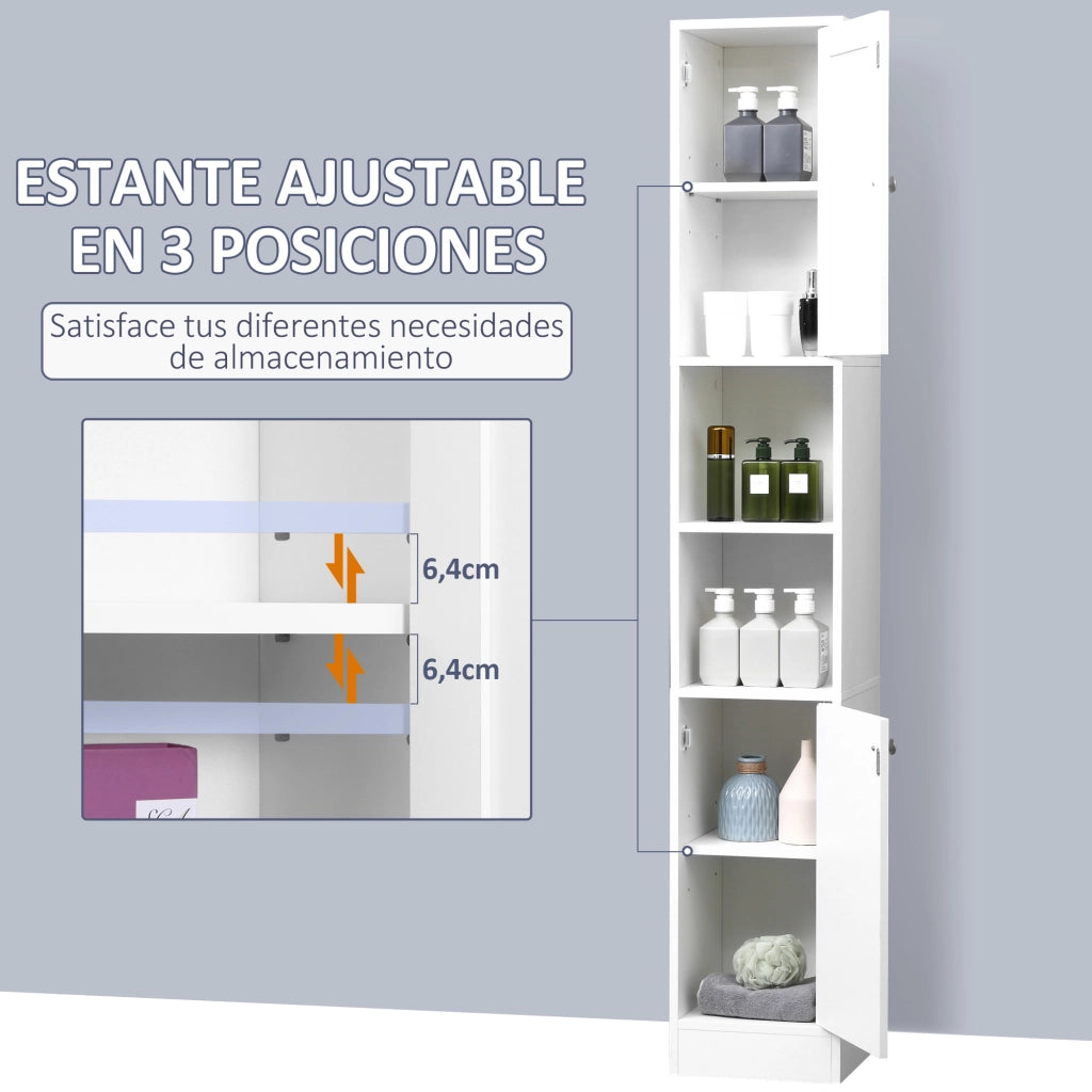 Armadio Bagno con Specchio ¨C zephmum ¨C Bianco Legno 30x28x180 cm