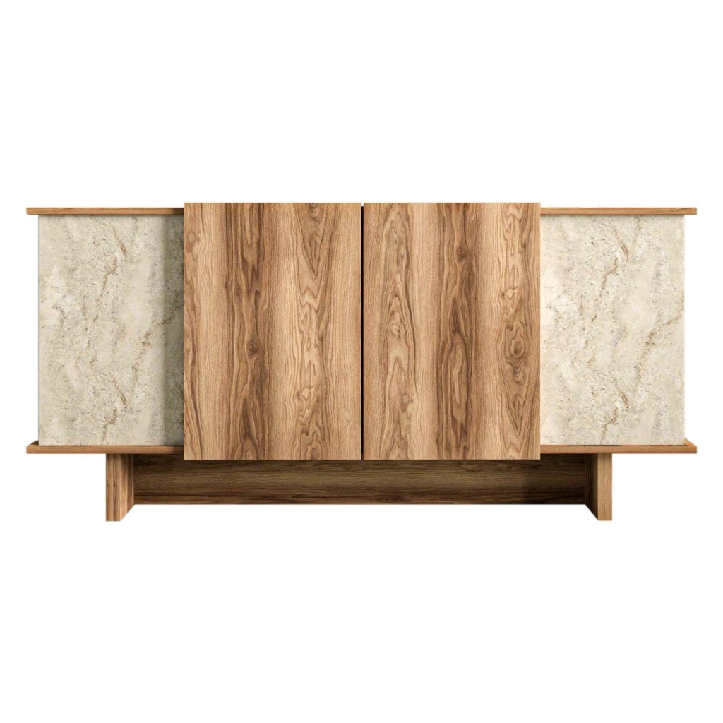 Madia Coste, Credenza 3 Ripiani, 180x40x81h cm Marrone Rovere