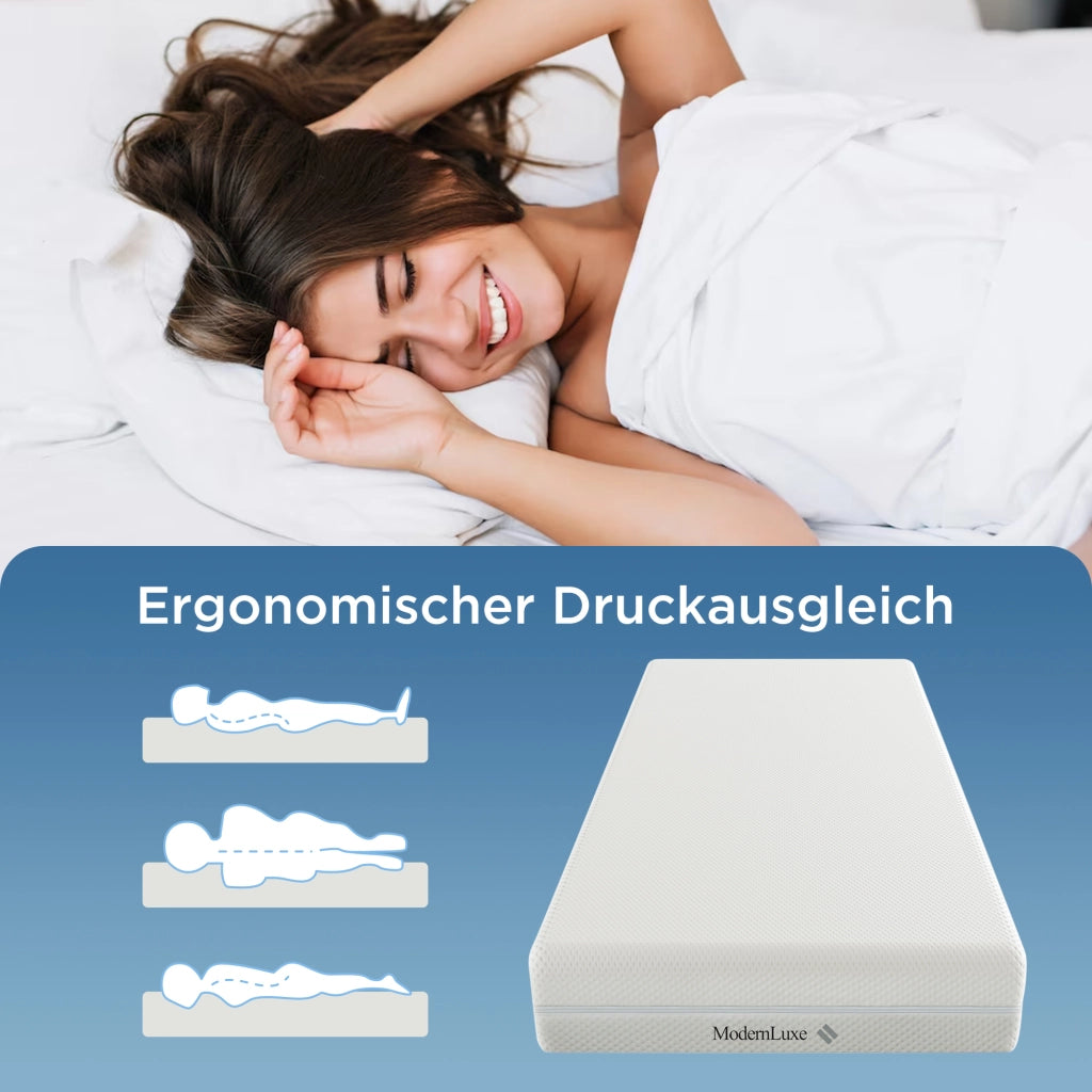 OKWISH Materasso in Schiuma Fredda 140×200 cm, Materasso Matrimoniale 7 Zone, H2 e H3, Fodera Lavabile 60 °C e Maniglie, senza Materasso