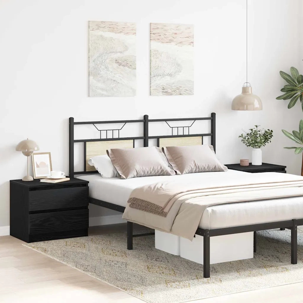 Set di 2 Comodini | Armadio da Notte | Mobiletto da notte Rovere Nero 50 x 40 x 43,5 cm
