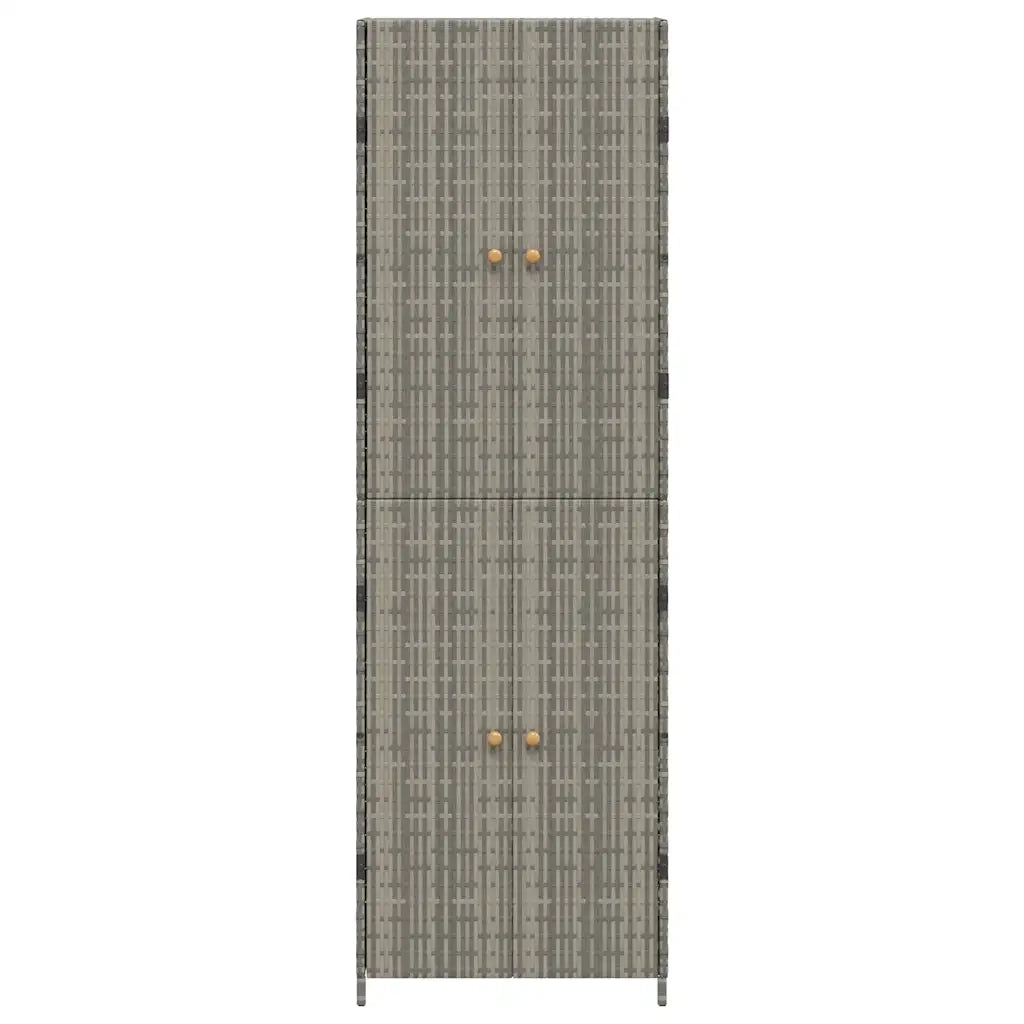 Mobile contenitore da giardino 59 x 40 x 180 cm design funzionale 4 scomparti in resina intrecciata grigia 02_0046637
