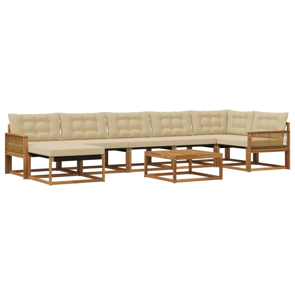 Set di divani da esterno con cuscino 8 pcs Naturale e Beige