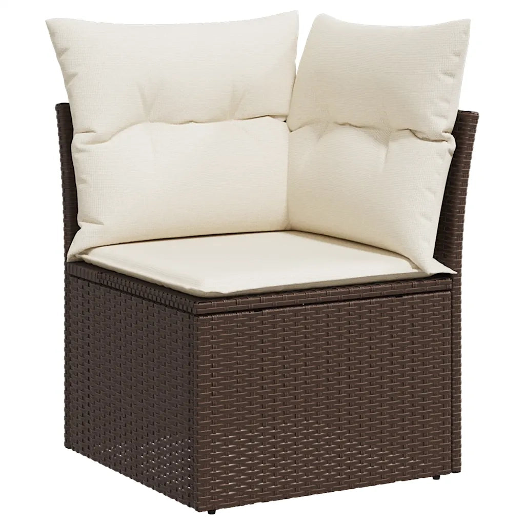 Set Divani da Giardino 9pz con Cuscini Marrone in Polyrattan 3218133