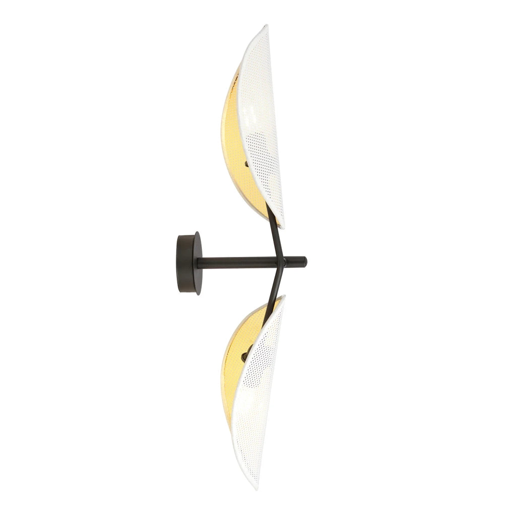 Applique 2 Luci Eridano A Braccio In Acciao Nero Bianco E Oro