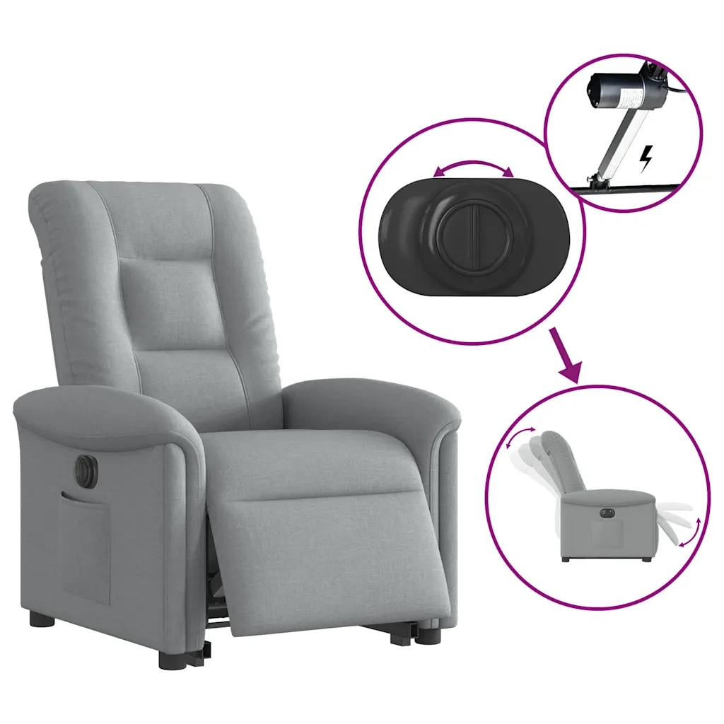 Poltrona Reclinante Alzapersona Elettrica Grigio Chiaro Tessuto 3303274